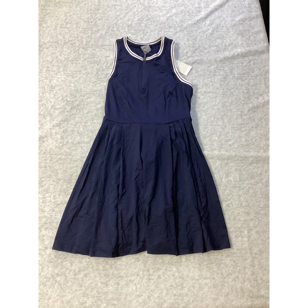 Navy Sleeveless Fit & Flare Mini Dress with Contrast Trim - no tags!
